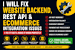 fix website backend, rest api integration and ecommerce integration issues