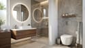 design 3d toilet design, bathroom in 3d model and the 2d floor plan