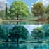 add leaves to trees, add basic landscape, add full