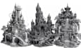 create fantasy castle environment, dnd medieval castle miniature,modular terrain