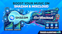 create a campaign for shazam, mixcloud music promotion and trigger algorithms