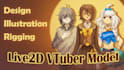create a live2d vtuber model art and rigging, live 2d vtuber
