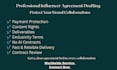draft a professional influencer or brand collaboration agreement for creators
