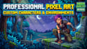 create pixelart character, character design, pixel background, nsfw pixel art
