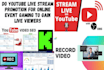promote youtube live stream video gaming promotion to gain live engagement
