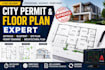 create city permit floor plan, autocad blueprint, site plan and 3d rendering