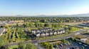 construct real estate property,modern townhouse,aerial view, site plan rendering