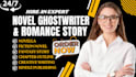 do plot outline and ghostwrite erotic romance, sci fi, fantasy novel for kindle