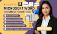 format your word document, report, book, kindle to print chart setup, publishing