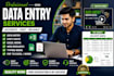 do accurate data entry, copy paste, excel and web research