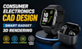 consumer electronics cad design, smart gadget 3d rendering
