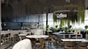 render 3d restaurant,interior bar design,cafe layout,lounge,open space,2d layout
