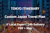 create a custom tokyo japan travel itinerary using ai