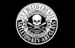 design stained glass skull cross bones logo