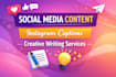 write engaging social media posts, captions and creative content