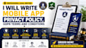 write mobile app privacy policy, gdpr terms and conditions