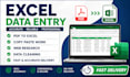 do excel data entry, pdf to excel, copy paste work