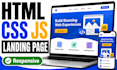 build a responsive landing page with HTML CSS and javascript