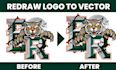 recreate and manulally redraw blurry logo and convert into high quality vector