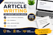 write professional articles in arabic french and english