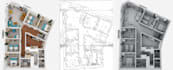 create house isometric plan,2d to 3d interior space render,open roof floorplan