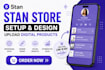 setup stan store design, upload digital products and optimize stan store