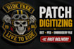 do patch digitizing embroidery dst pes biker patch logo