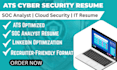 write an ats cybersecurity resume for cloud security roles
