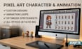 do detailed custom pixel art character and animation spritesheet