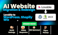 design, build a lovable ai expert website, convert to wordpress, wix or shopify