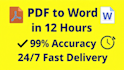 do fast typing PDF to word and data entry in 12 hours