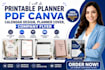 do printable planner pdf canva calendar design planner cover company flyer