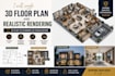 create 3d floor plan and realistic architectural rendering