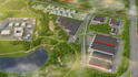 buildup industrial building, industrial facility remodel,render master site plan