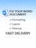 fix and professionally format your word document