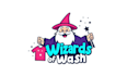 make cartoon magic wizard logo with water and soap