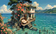 create cozy town digital art and peaceful scenery
