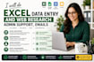 do excel data entry and web research, admin support, emails