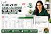 convert bank statement PDF to excel, admin support