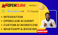set up openclaw ai agent for whatsapp and booking system using claude code