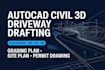 autocad civil 3d driveway drafting, grading plan  site plan cad drawing