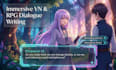 write immersive visual novel, rpg game dialogue scripts branching quest dialogue