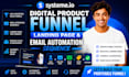 setup systeme io digital product funnel landing page and sales funnel automation