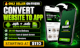 convert website to android and ios app with apk aab ipa both formats