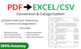 extract and categorized  personal financial management data PDF to excel, CSV