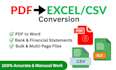 extract financial data accurately from PDF to excel, CSV