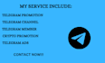 do crypto telegram promotion, telegram subscribers, increase telegram members