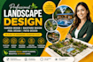 design landscape pool frontyard backyard garden patio site plan 3d render