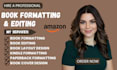 do kdp book formatting, layout design, book editing manuscript format