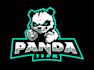 draw panda racing mascot logo design with express delivery